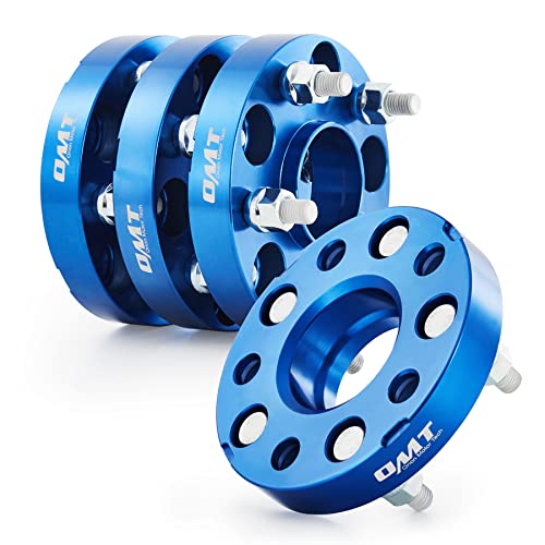 Orion Motor Tech محولات العجلات المركزية من أوريون موتور تك 5x114.3، محولات عجلات زرقاء 1" مع مسامير M12x1.5 متوافقة مع هوندا أكورد هوندا سيفيك هوندا CRV أكورا RSX أكورا TL، مجموعة محولات العجلات بفتحة 64.1 مم، 4 قطع - Image 1