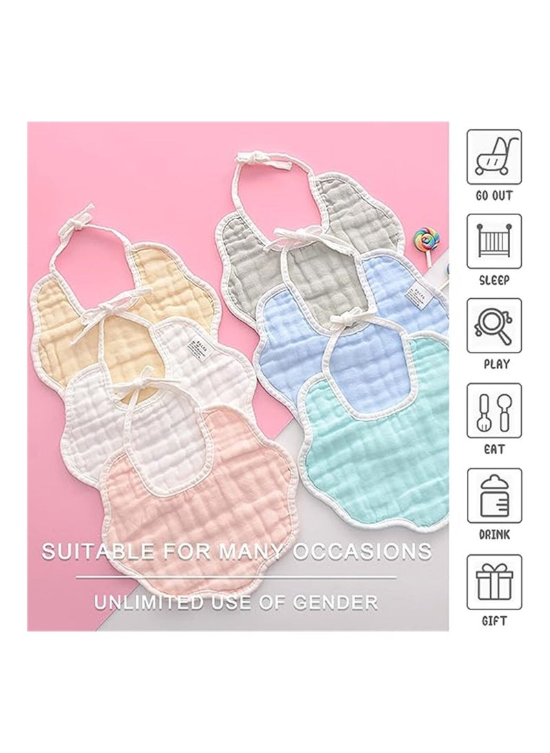 Generic - 6 Pieces Bibs Muslin, Baby Drool Bibs Lap-shoulder Drool Cloths Adjustable Multi-Use Scarf Bibs 8-Layer 100% Organic Cotton With Super Absorbent and Soft Drooling Bibs Breathable for Boys Girls - Image 1