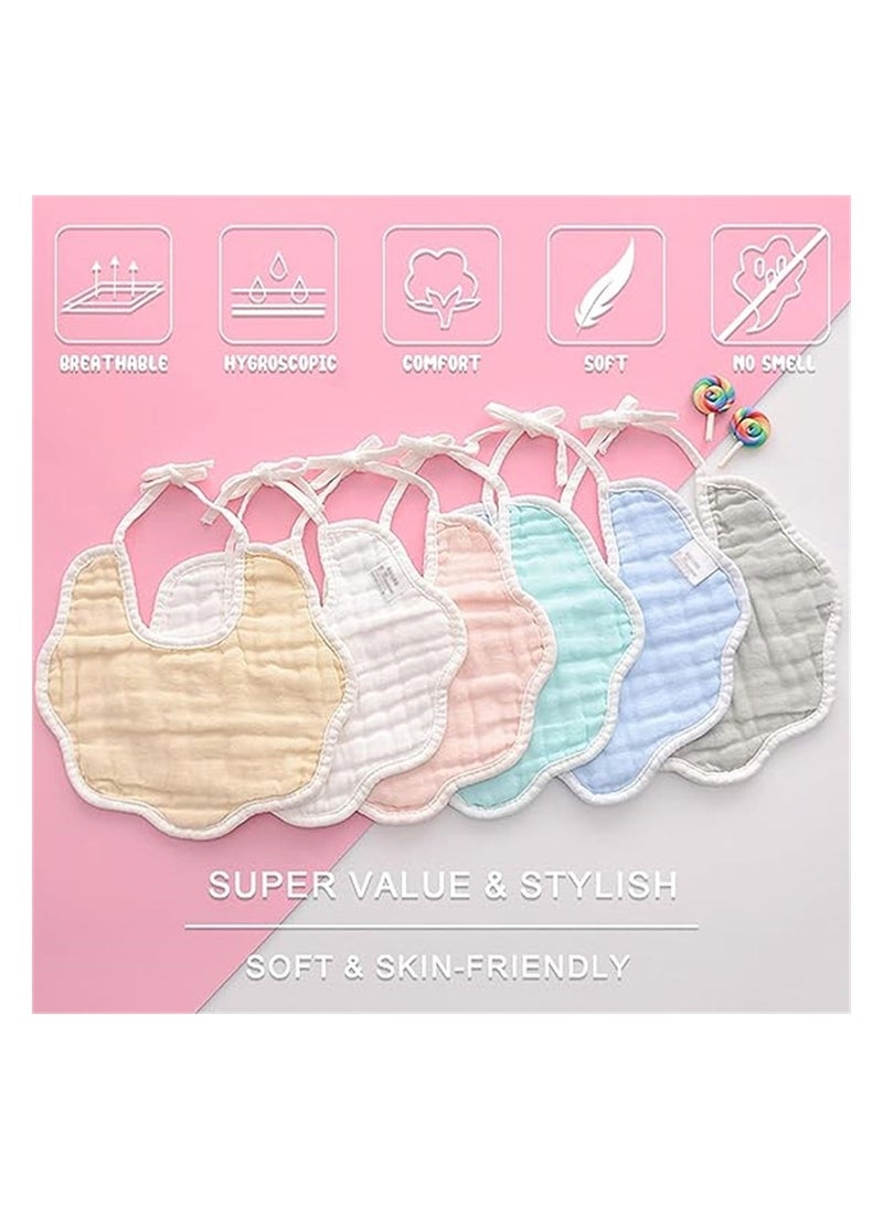 Generic - 6 Pieces Bibs Muslin, Baby Drool Bibs Lap-shoulder Drool Cloths Adjustable Multi-Use Scarf Bibs 8-Layer 100% Organic Cotton With Super Absorbent and Soft Drooling Bibs Breathable for Boys Girls - Image 1