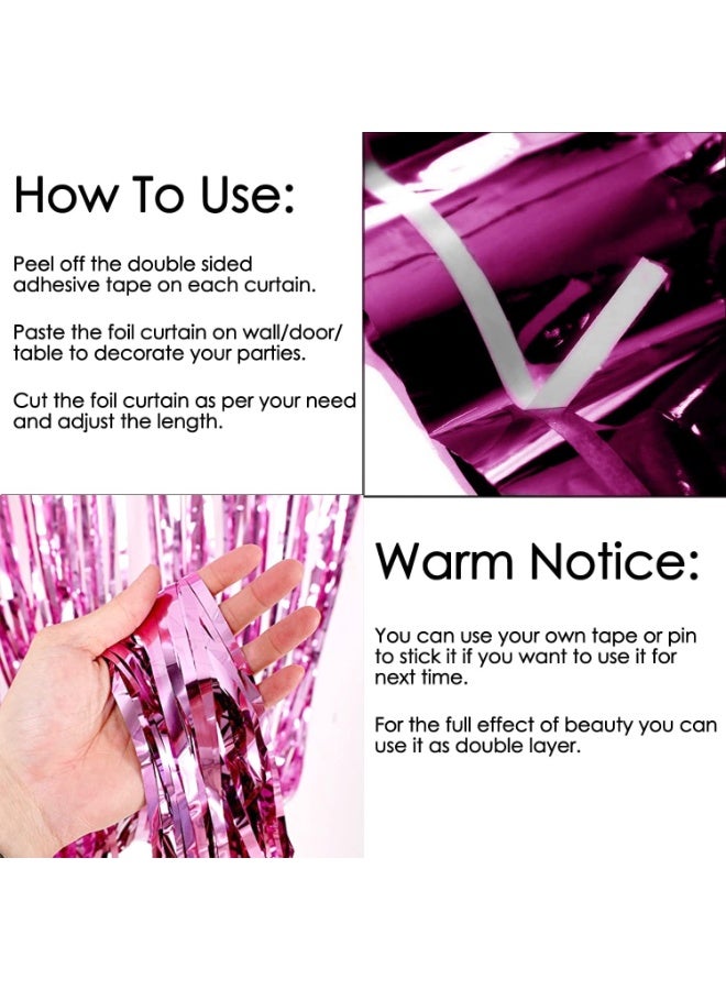 BrainGiggles Pink Metallic Foil Fringe Curtain Pack of 2 – 6Ft x 3Ft Self Adhesive Tinsel Streamers Party Backdrop for Birthday, Bachelorette, Wedding, Baby Shower, Eid, Graduation Party Decorations - Image 5
