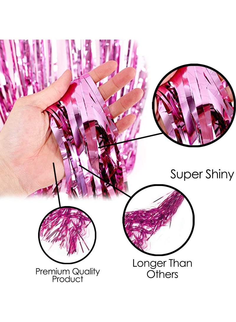 BrainGiggles Pink Metallic Foil Fringe Curtain Pack of 2 – 6Ft x 3Ft Self Adhesive Tinsel Streamers Party Backdrop for Birthday, Bachelorette, Wedding, Baby Shower, Eid, Graduation Party Decorations - Image 4