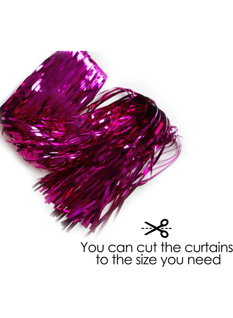 BrainGiggles Pink Metallic Foil Fringe Curtain Pack of 2 – 6Ft x 3Ft Self Adhesive Tinsel Streamers Party Backdrop for Birthday, Bachelorette, Wedding, Baby Shower, Eid, Graduation Party Decorations - Image 3