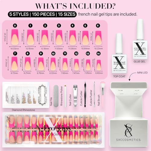SXC Cosmetics X-Pro Tips French Tip Press On Nails - Bright Pastel Glow in the Dark Series (GLOW117KIT-M Square) - Image 4