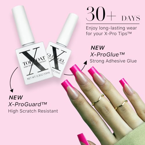 SXC Cosmetics X-Pro Tips French Tip Press On Nails - Bright Pastel Glow in the Dark Series (GLOW117KIT-M Square) - Image 5