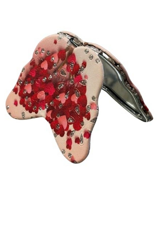 Generic Portable Cute Compact Butterfly Design Metal and Glass Mirror with Stones, 2x1 Magnification, Standing/Leaning, 8cm x 6cm - Image 2