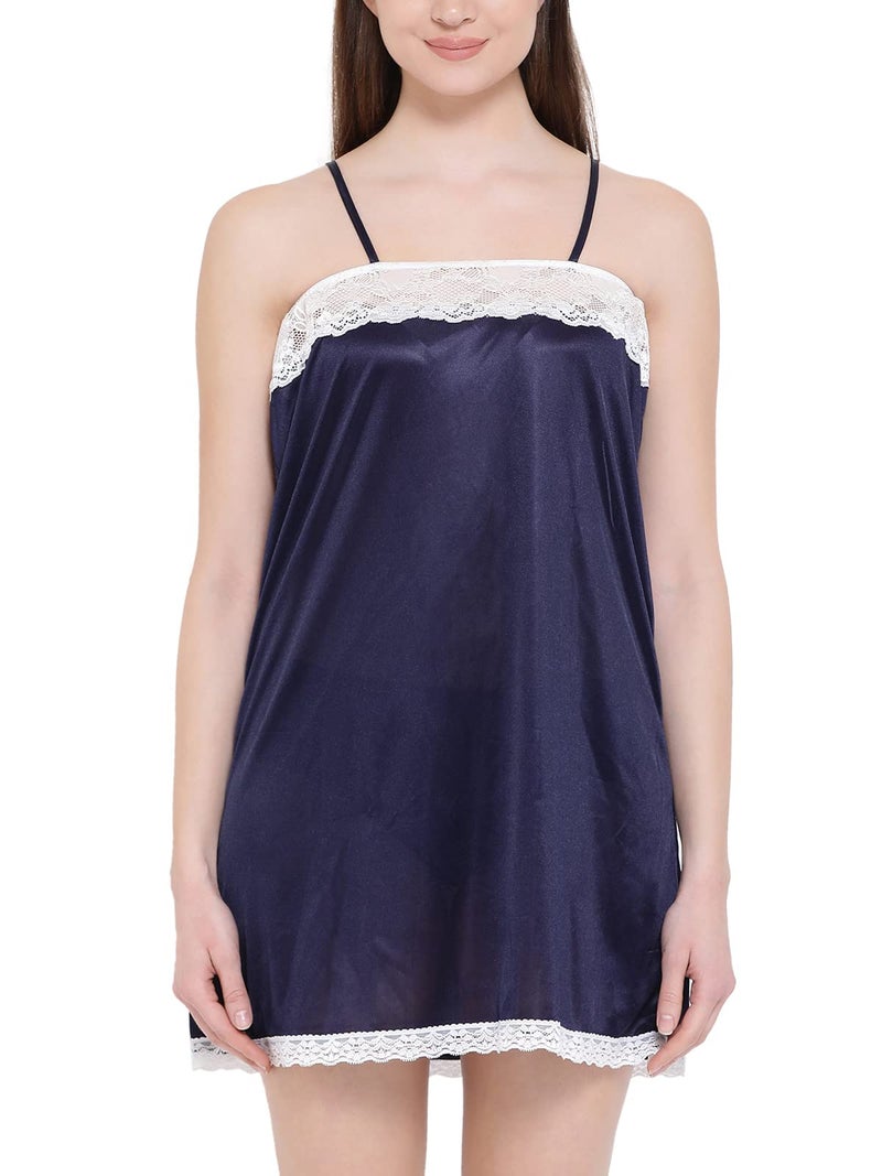 Clovia Women's Satin Nightslip in Navy (NS0288H08_Blue_Medium) - Image 1