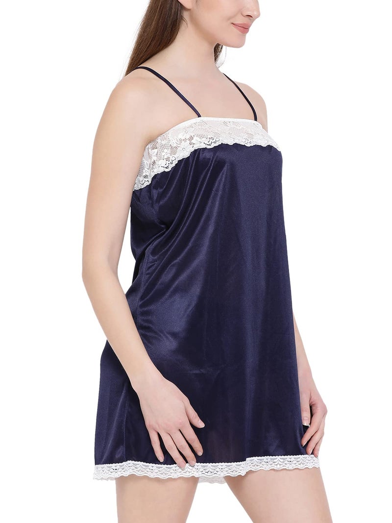 Clovia Women's Satin Nightslip in Navy (NS0288H08_Blue_Medium) - Image 2