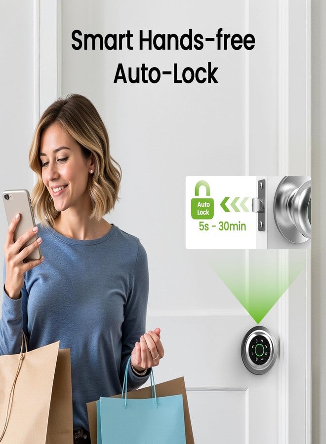 GHome Smart Fingerprint Door Lock, 4 in 1 Smart Fingerprint Door Knob with Keypad, App Control, Auto Lock, Biometric Door Knob with Lock for Bedroom, Apartment, Garage, Home & Office - Image 5