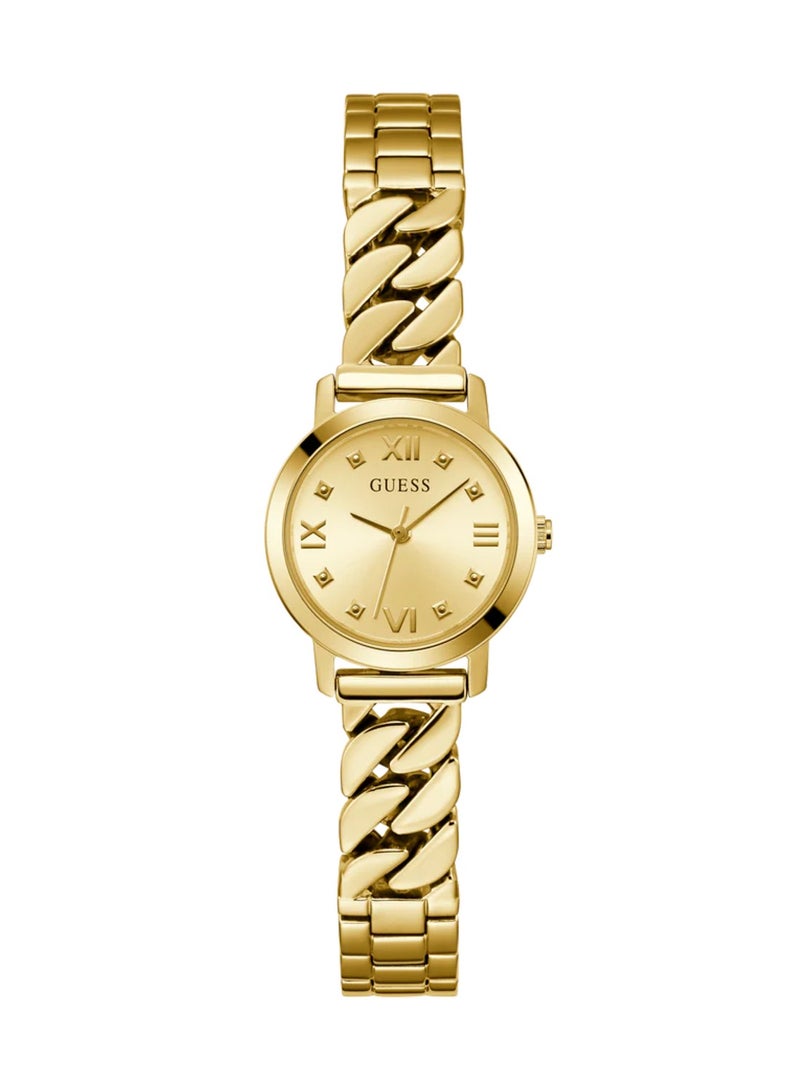 GUESS ساعة نسائية تشايم أنالوج كوارتز ذهبية من الفولاذ المقاوم للصدأ GW0867L2 - 25 مم - Image 1