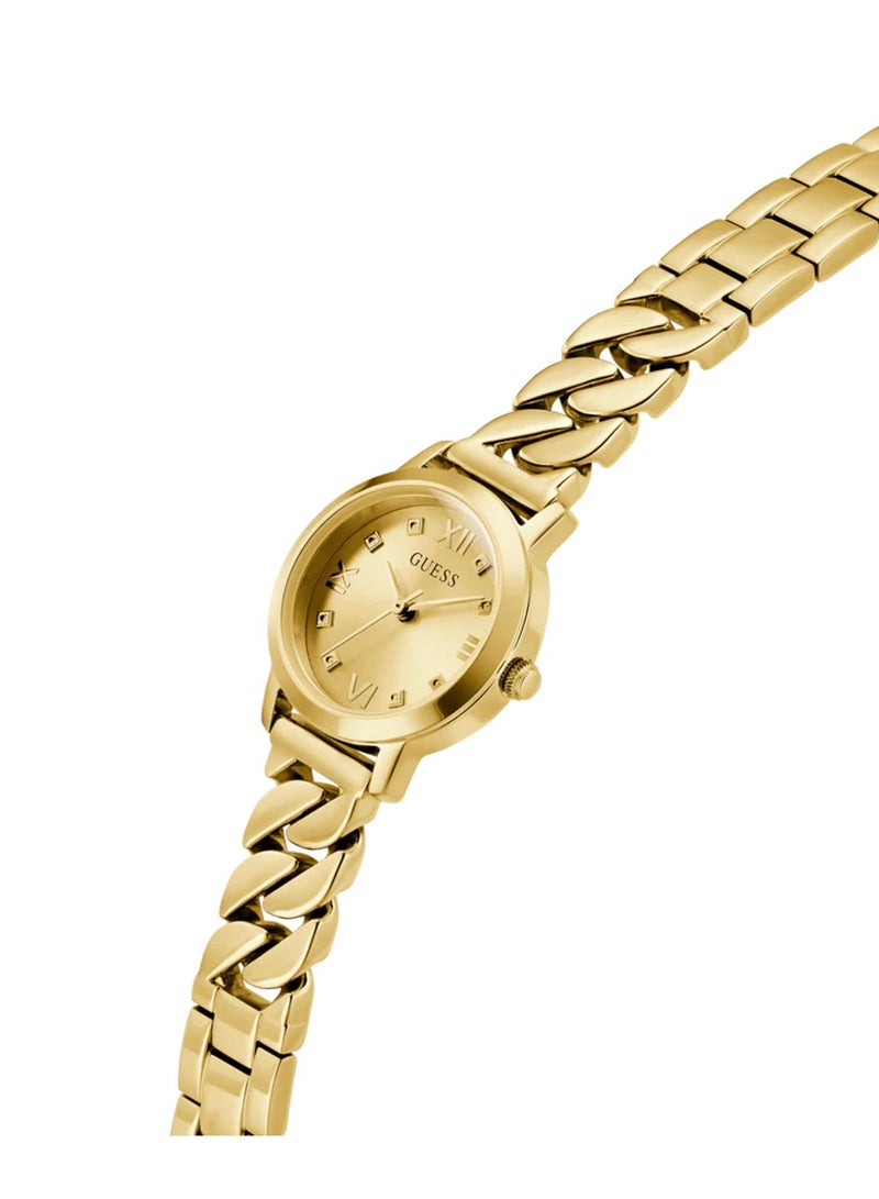 GUESS ساعة نسائية تشايم أنالوج كوارتز ذهبية من الفولاذ المقاوم للصدأ GW0867L2 - 25 مم - Image 2