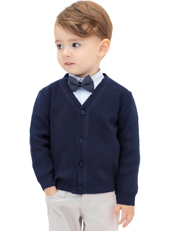 Lilax Lilax Baby Boys Basic Long Sleeve V-Neck Classic Knit Cardigan Sweater  - Image 1