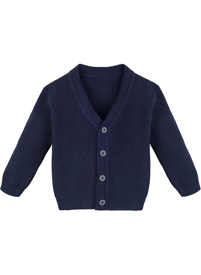 Lilax Lilax Baby Boys Basic Long Sleeve V-Neck Classic Knit Cardigan Sweater  - Image 2