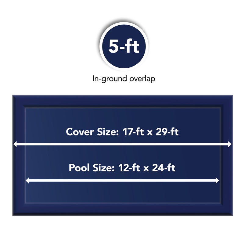 Blue Wave 12 ft x 24 ft Rectangular Rugged Mesh Winter In Ground Pool Cover â€“ Blocks Debris & Sunlight with 8-Year Protection for Off-Season - With Woven Polyethylene, 5 ft Overlap, Cable, Winch - Image 3