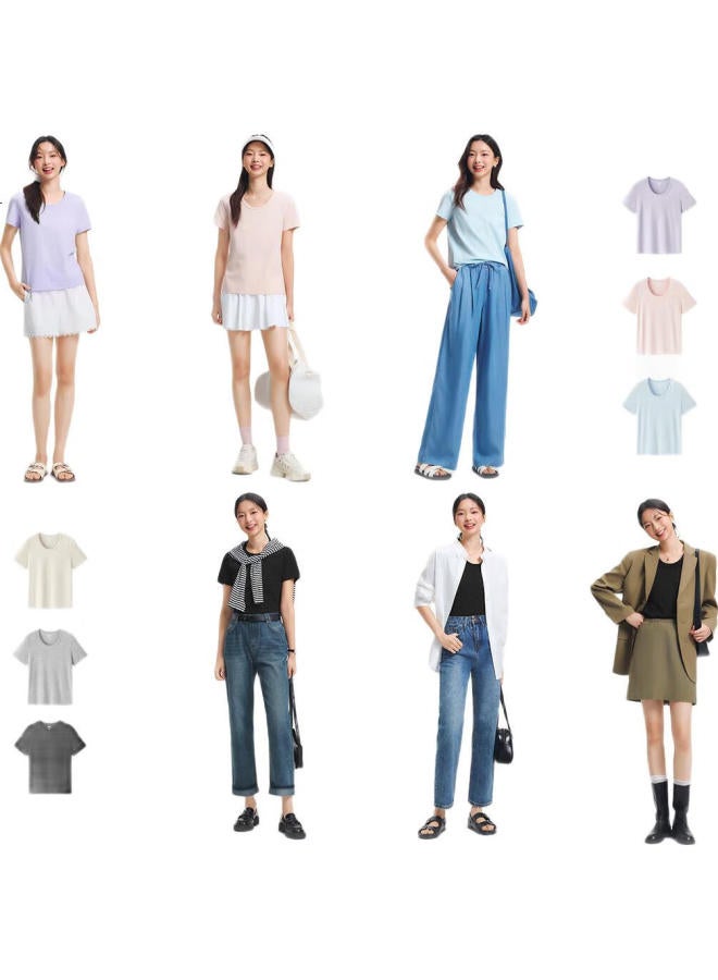 Semir Cool Feeling T | Short Sleeve T-Shirt Women'S Moisture Wicking Quick Dry Antibacterial Simple All-Match Straight Shoulder Summer Outfit 109325100001 - Image 3