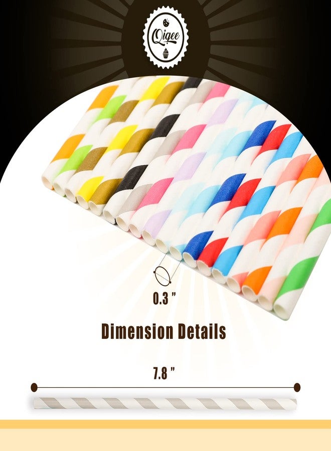 qiqee 200-pack Multi Stripe Rainbow Drinking Paper Straws Disposable Straws Bulk (20-Multi Color) - Image 5
