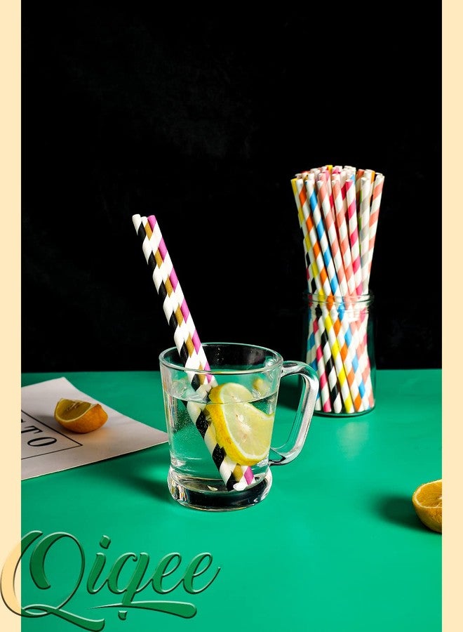 qiqee 200-pack Multi Stripe Rainbow Drinking Paper Straws Disposable Straws Bulk (20-Multi Color) - Image 4