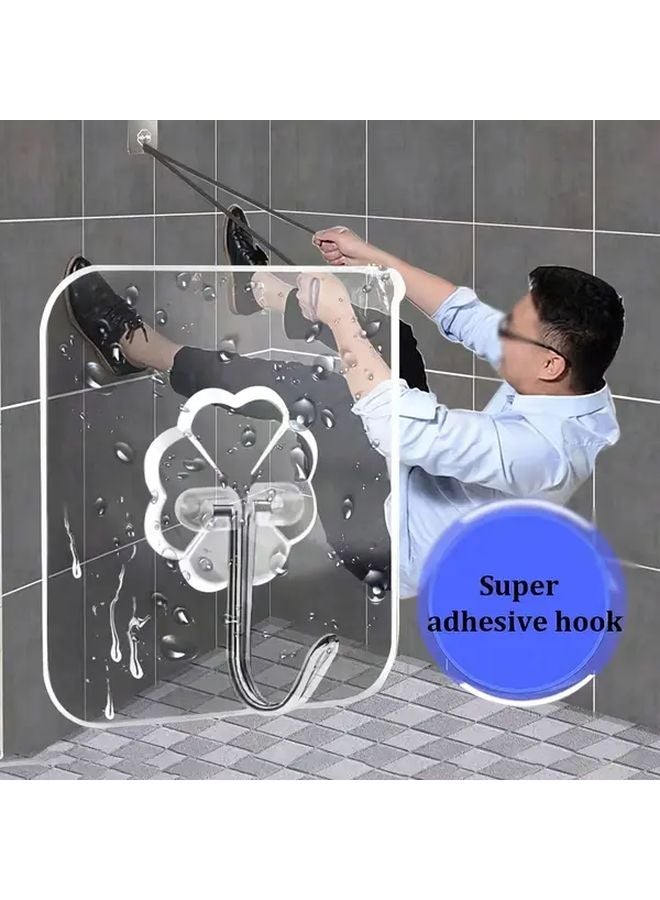 10 Pack Transparent Adhesive Hooks Multi Purpose Hanging Storage Rack for Home Walls Cabinets - Image 1