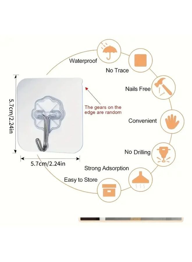 10 Pack Transparent Adhesive Hooks Multi Purpose Hanging Storage Rack for Home Walls Cabinets - Image 4