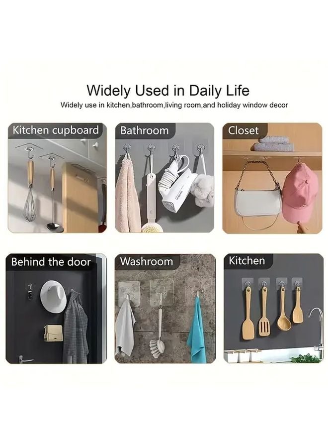 10 Pack Transparent Adhesive Hooks Multi Purpose Hanging Storage Rack for Home Walls Cabinets - Image 3