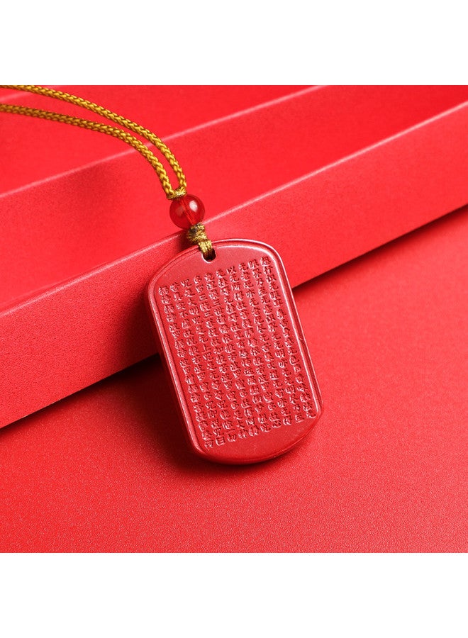 Genuine High-content Cinnabar Imperial Sand Six-syllable Mantra Heart Sutra Worry-free Plaque Premium Necklace - Image 3