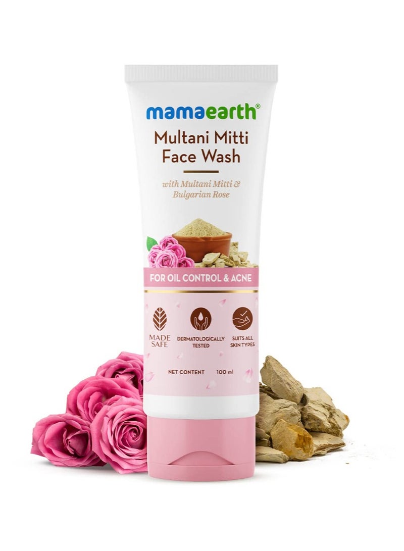 Mamaearth MAMAEARTH Multani Mitti Face Wash for Acne & Oil Control | Gently Cleanses Sebum & Reduces Acne | Non-Drying Formula | with Bulgarian Rose | 3.38 Fl Oz (100ml) - Image 4