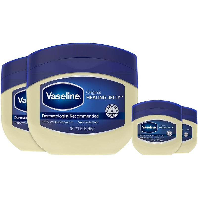 Vaseline Petroleum Jelly 2Size Variety 4Pack Hypoallergenic Skin Protectant Unscented Healing Ointment for Beauty Personal Care