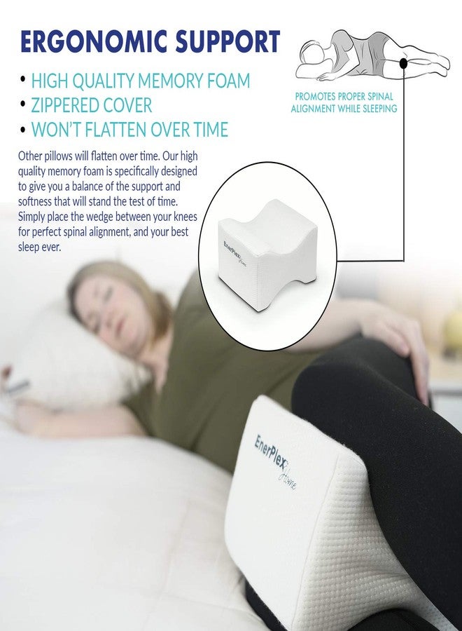 EnerPlex CertiPUR-US Certified Never-Flat Memory Foam Knee Pillow Orthopedic Pillow Wedge for Back Pain Leg Pain Sciatica Pain Relief Pregnancy Pillow Hip and Spine Alignment Removable Washable Cover - Image 2