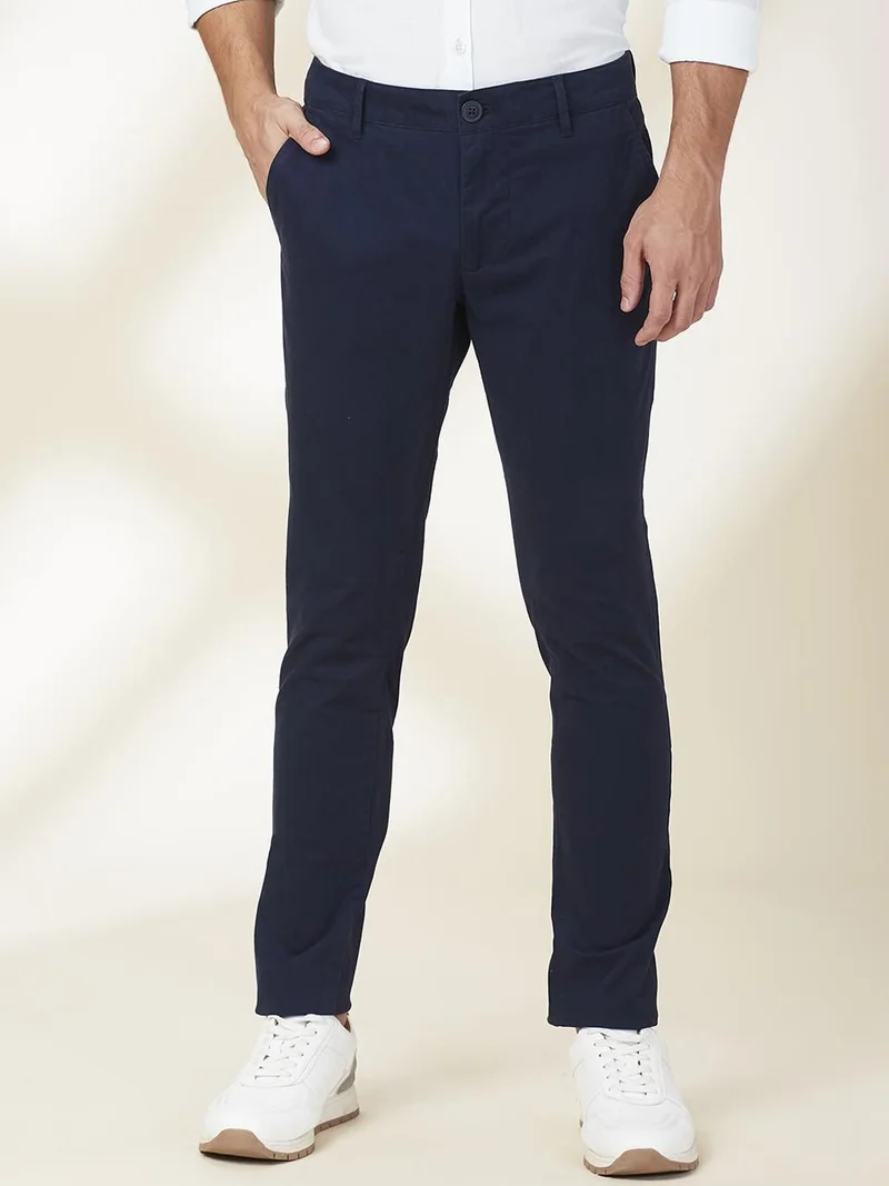 Men Slim Fit Mid-Rise Trousers
