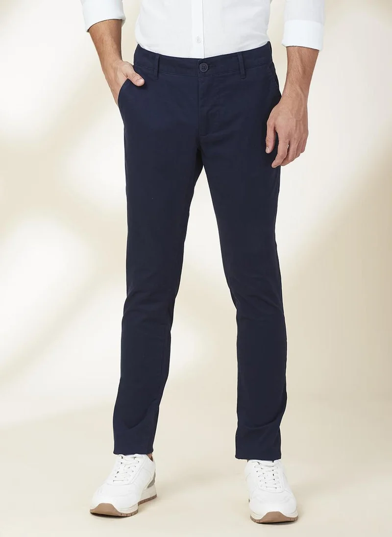 Being Human NAVY Men Slim Fit Mid-Rise Trousers for Men | Best Price UAE