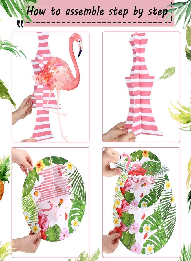 Nuenen 3 Tier Flamingo Cupcake Stand Hawaiian Theme Cupcake Holder Luau Aloha Cake Holder Decorations Tropical Flower Cup Cake Dessert for Summer Pool Beach Birthday Party Supplies - Image 4