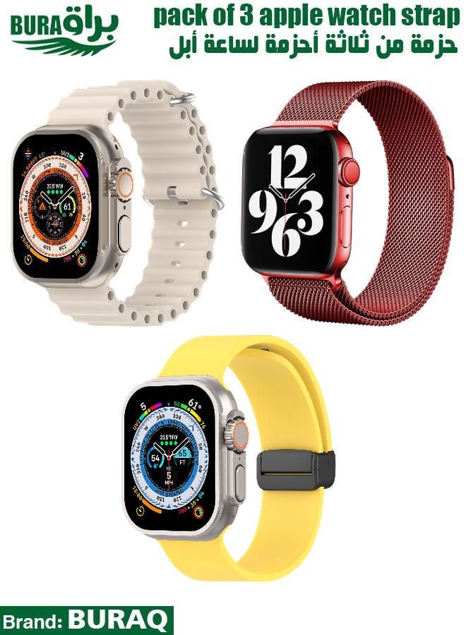 BURAQ Apple Watch Band Strap For Apple Watch Ultra 2/Ultra 49mm, Series 10 46mm, 9/8/7 45mm, SE2/SE/6/5/4 44mm, 3/2/1 42mm