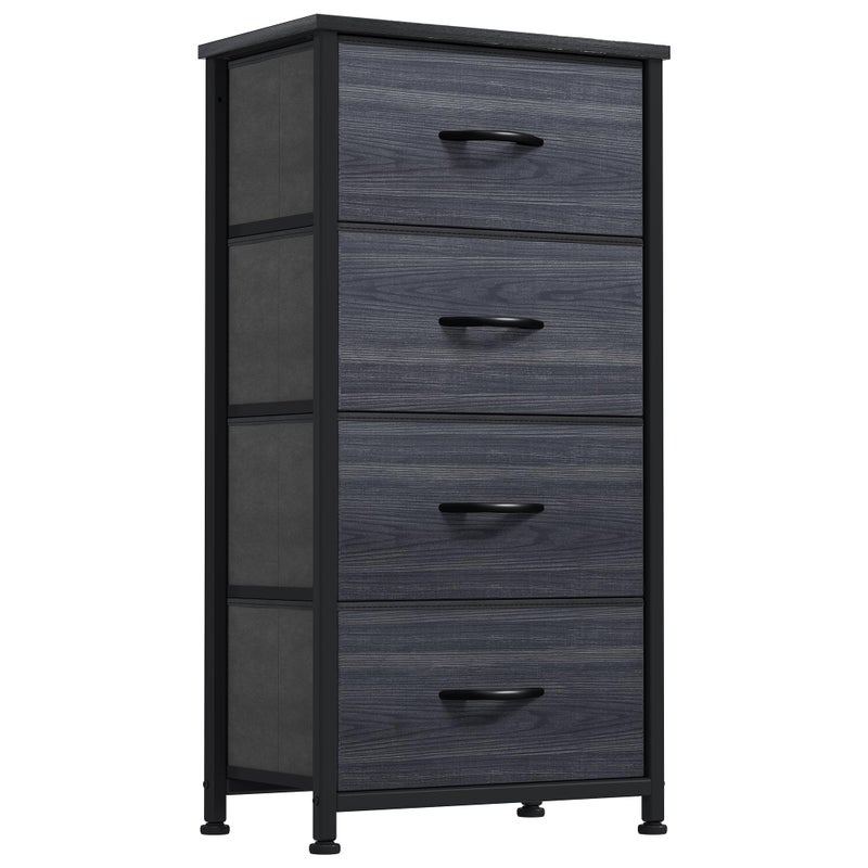 DWVO 4 Drawers Dresser, Dresser for Bedroom, Fabric Storage Tower, Chest of Drawers, Organizer Unit for Closets, Living Room, Sturdy Steel Frame, Wooden Top, Easy Pull Fabric Bins - Image 1