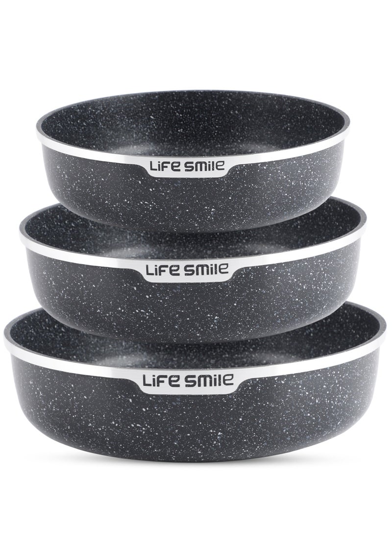 Life Smile Oven Pan Set - Non Stick PFOA Free Multi Layer Granite Coating Oven Dishes - Die Cast Aluminum Body Bakeware Pans, Suitable For Baking in Oven or Cooking on Stove  - Image 1