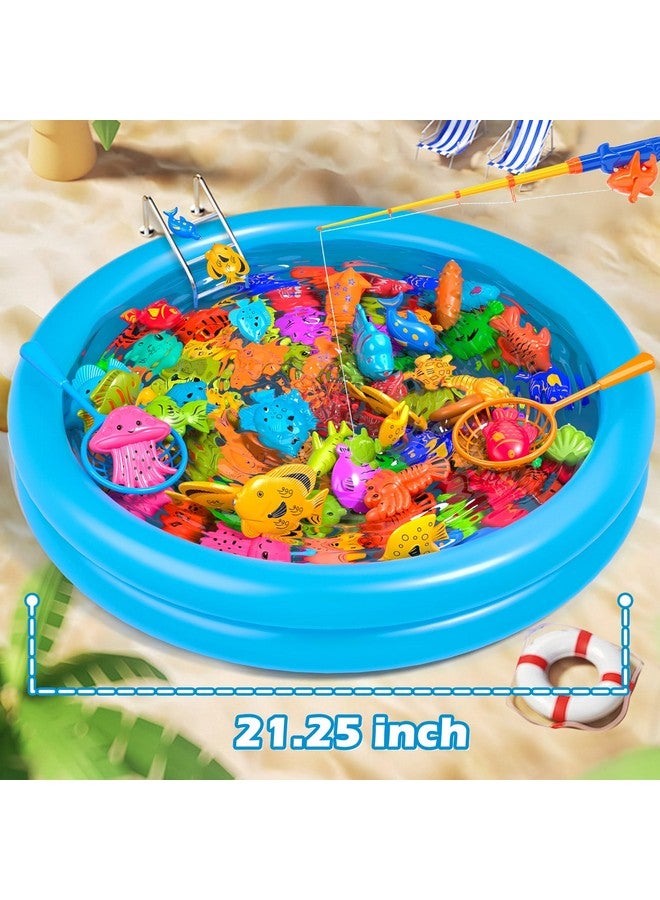 Doloowee Magnetic Fishing Game Bath Pool Toys for Toddlers 3-5,48pcs Fishing Toys Game Floating Fish Magnet Pole Rod Net Education Teaching and Learning for Kids Age 3-6 4-8 - Image 4