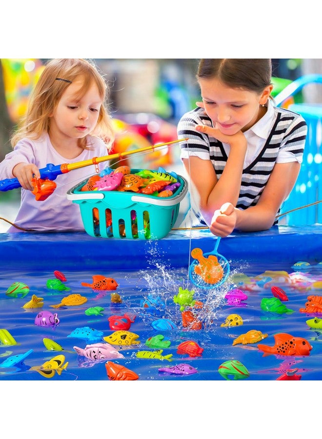 Doloowee Magnetic Fishing Game Bath Pool Toys for Toddlers 3-5,48pcs Fishing Toys Game Floating Fish Magnet Pole Rod Net Education Teaching and Learning for Kids Age 3-6 4-8 - Image 5