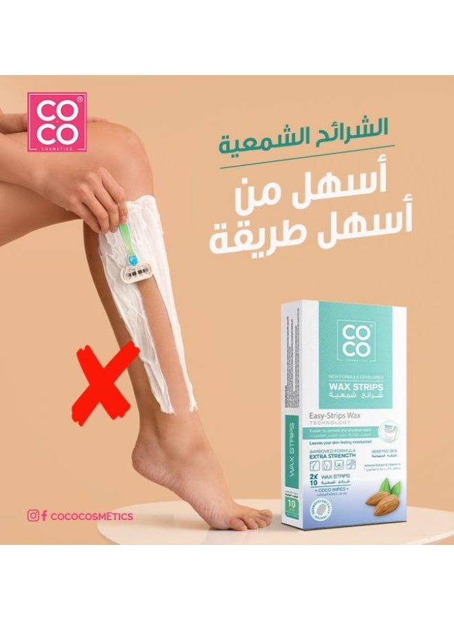 Coco EASY-Strips Wax with Almond Extract & Vitamin A for Sensitive Skin - 2*10 Pcs - Image 4