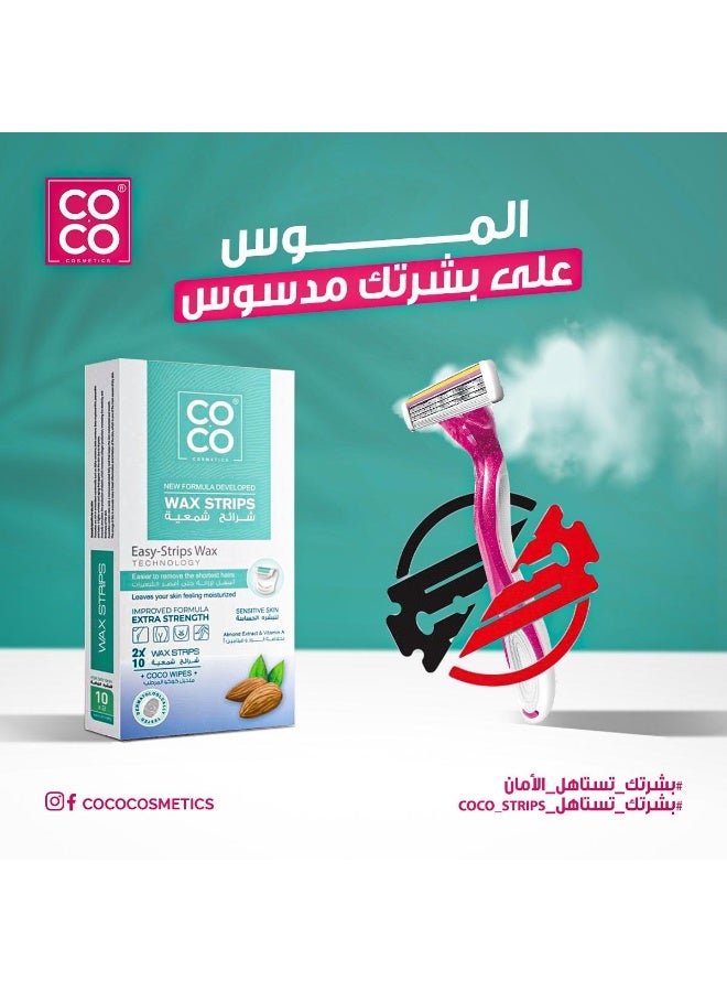 Coco EASY-Strips Wax with Almond Extract & Vitamin A for Sensitive Skin - 2*10 Pcs - Image 5