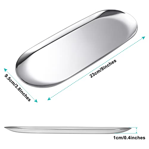 luvtree Silver Oval Stainless Steel Tray – Mini Coffee Table Tray for Jewelry, Cosmetics & Candles. - Image 2