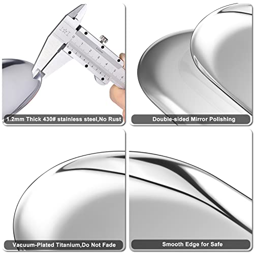 luvtree Silver Oval Stainless Steel Tray – Mini Coffee Table Tray for Jewelry, Cosmetics & Candles. - Image 3