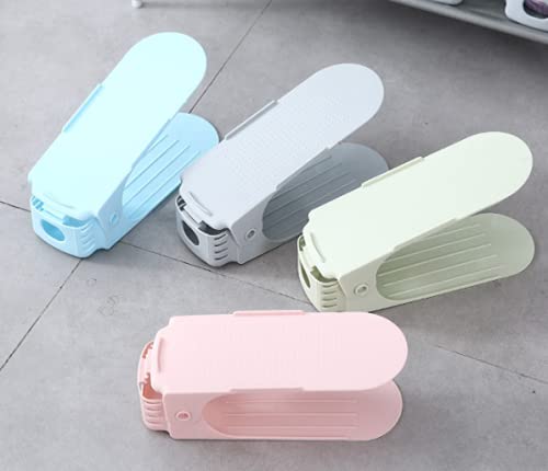 BSBDA Plastic Adjustable Shoe Slots Organizer Portable Shoe Rack Space Saver Rack Holder Multicolor Pack of 6