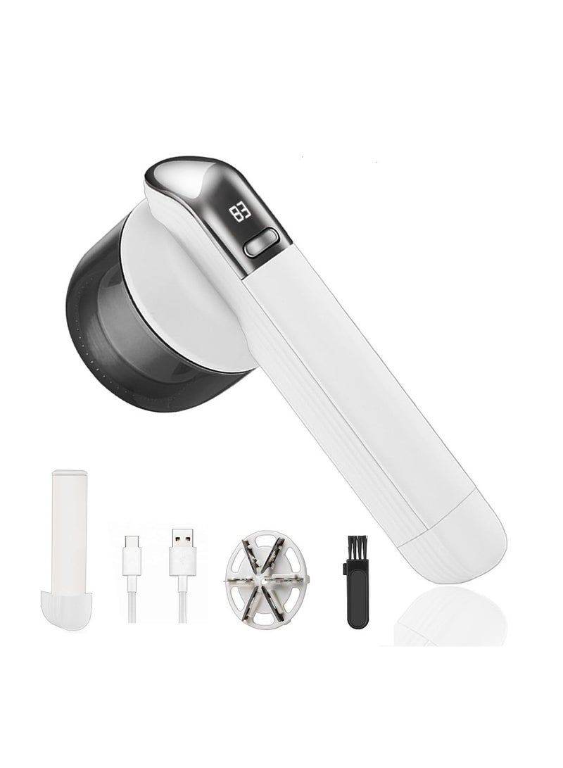 SYOSI Portable electric lint remover - Fabric Shaver and Fast and effective bobble remover for clothes, Bobbles from Couch, 2-In-1 LED Digital Display clothes debobbler, With double protection (white) - Image 1