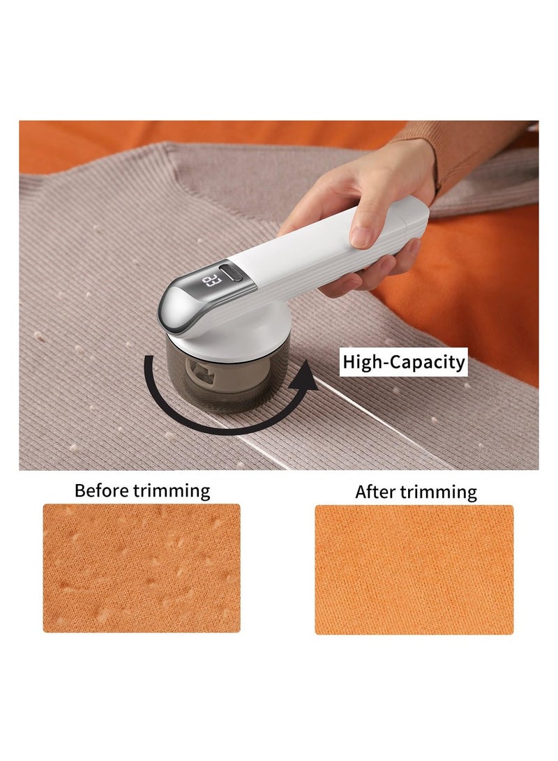 SYOSI Portable electric lint remover - Fabric Shaver and Fast and effective bobble remover for clothes, Bobbles from Couch, 2-In-1 LED Digital Display clothes debobbler, With double protection (white) - Image 2