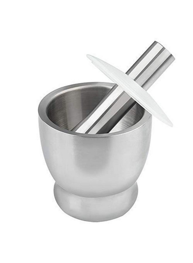 EMNDR® Manual Grinder 304 Stainless Steel Garlic Masher Masher Medicine Pot Mortar Pestle Mill Grinder Crushing Bowl Stainless Steel Mortar and Pestle Manually Grind Spices Garlic Press - Image 1