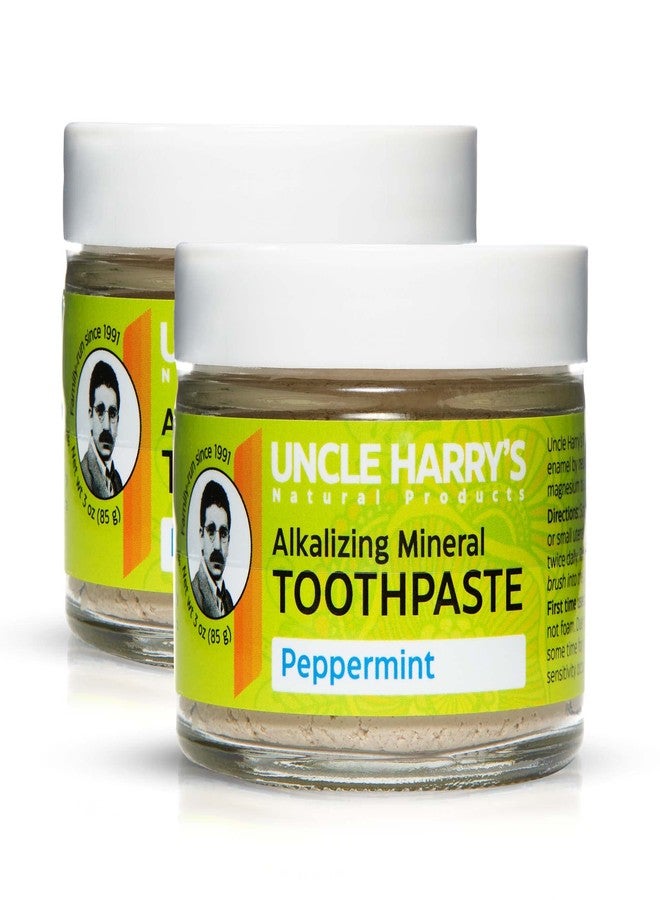 Uncle Harry's Peppermint Remineralizing Toothpaste | Natural Whitening, Freshens Breath & Promotes Enamel | Vegan Fluoride Free (2 Pack) - Image 1