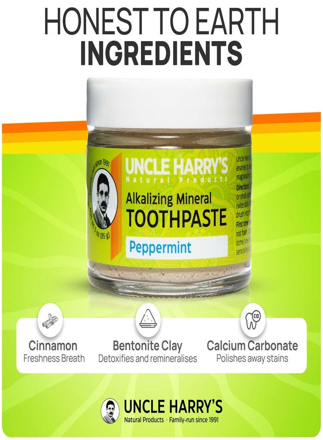 Uncle Harry's Peppermint Remineralizing Toothpaste | Natural Whitening, Freshens Breath & Promotes Enamel | Vegan Fluoride Free (2 Pack) - Image 4