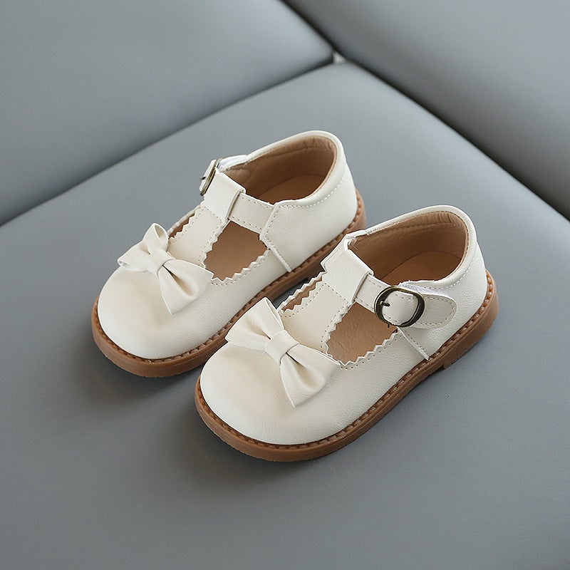 Girls Small Leather Shoes Korean Style Bow Girl Soft-soled Princess Shoes Children 1-3 Years Old Fashion Magic Shoes - Image 1