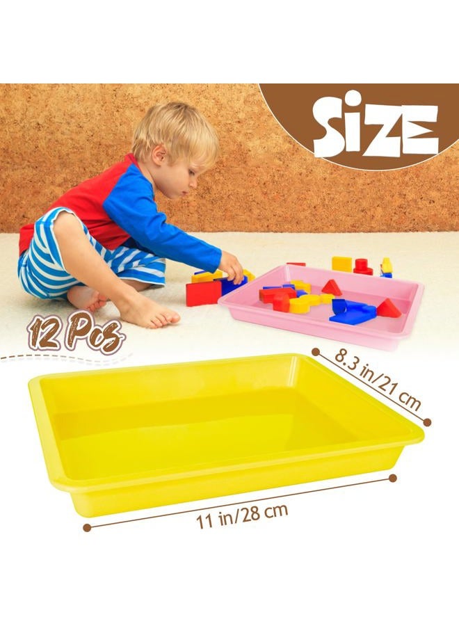 OJYUDD 12 Pack Plastic Art Trays,Multicolor Serving Organizer Tray,Activity Crafts Trays for DIY Project,Painting,Jewelry,Home School Crafts(12 Colors) - Image 2