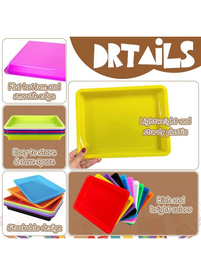 OJYUDD 12 Pack Plastic Art Trays,Multicolor Serving Organizer Tray,Activity Crafts Trays for DIY Project,Painting,Jewelry,Home School Crafts(12 Colors) - Image 3
