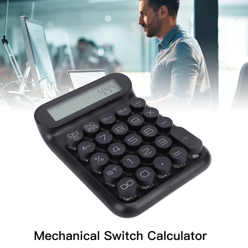 Black Mechanical Switch Calculator with Removable Key Caps 24 Keys LCD Display Non Slip Foot Pads for Office Business Students - Image 5