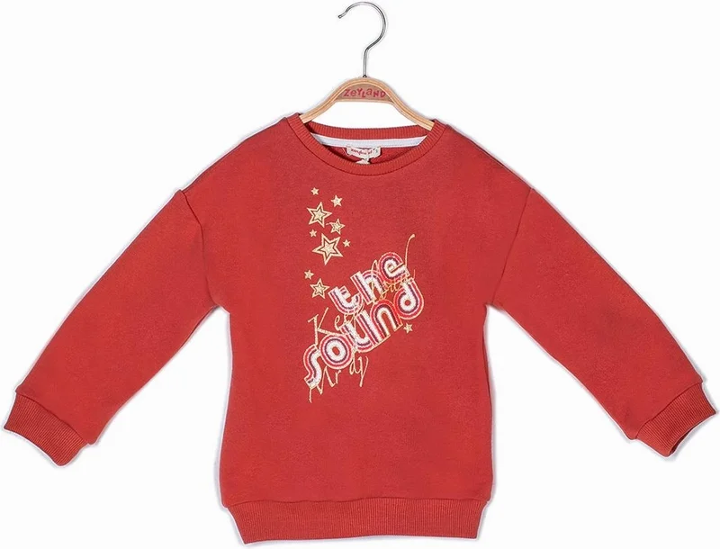 Zeyland Girls Glittery Text Printed Sweatshirt
